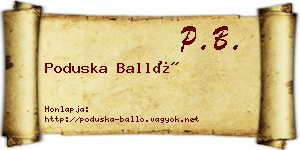 Poduska Balló névjegykártya